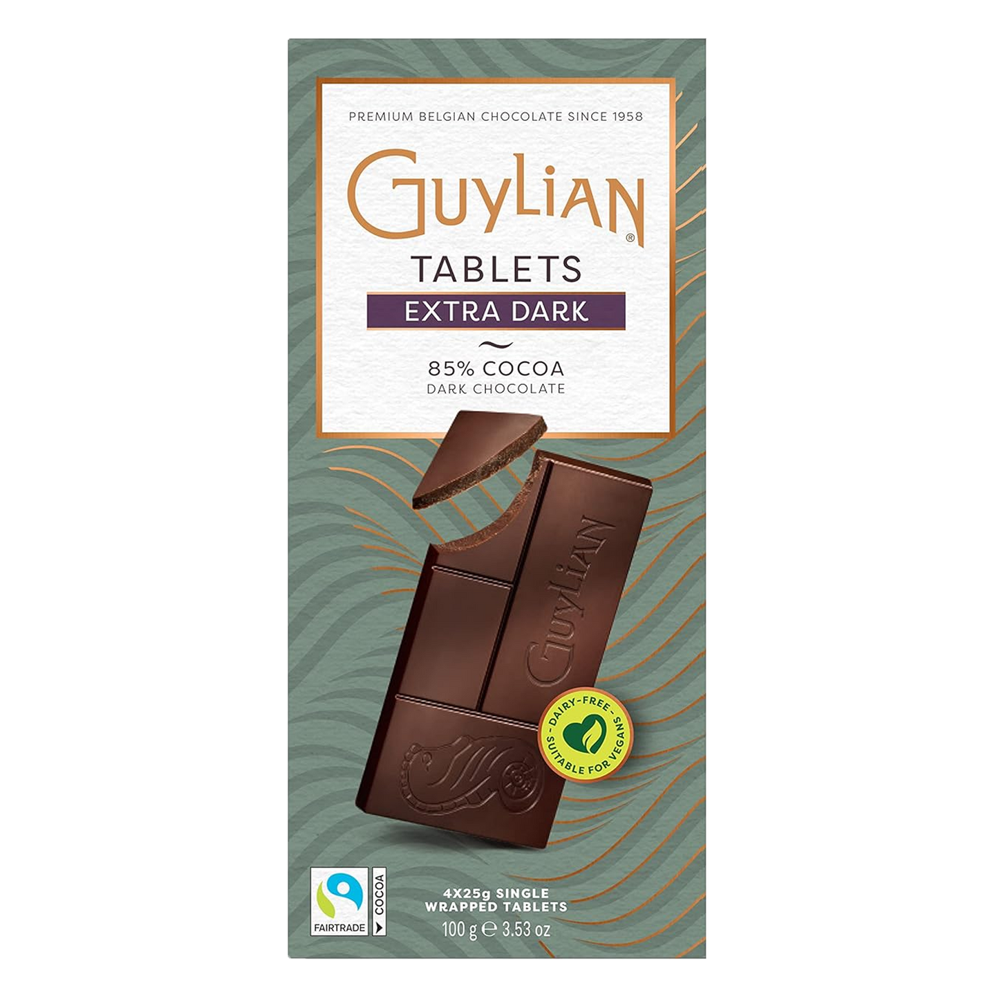 Guylian Tablets Extra Dark 85% Chocolate (4x25g), 100g